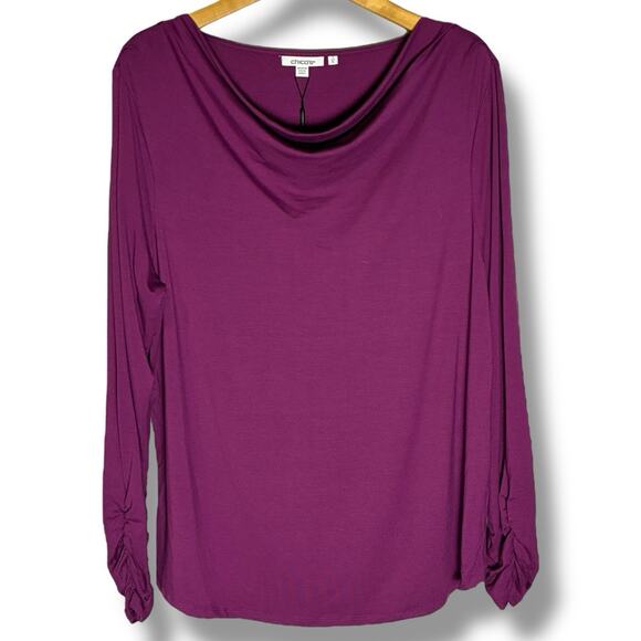 Chico’s Top Women's Size 3 (XL) Touch Of Cool Sweet Berry Cowl Neck Blouse - Picture 1 of 6
